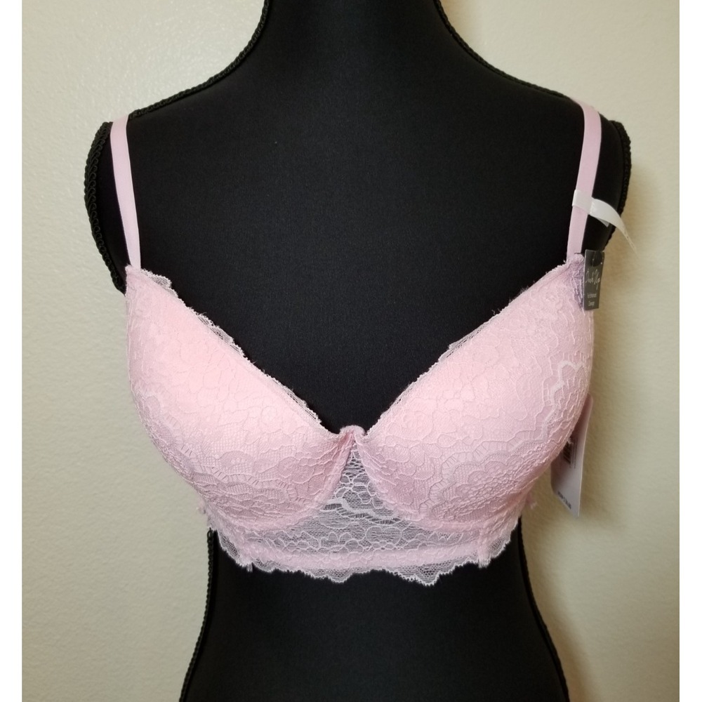French Affair Womens Size 34C Pink Lace Push Up Underwire Bra Sexy NWT